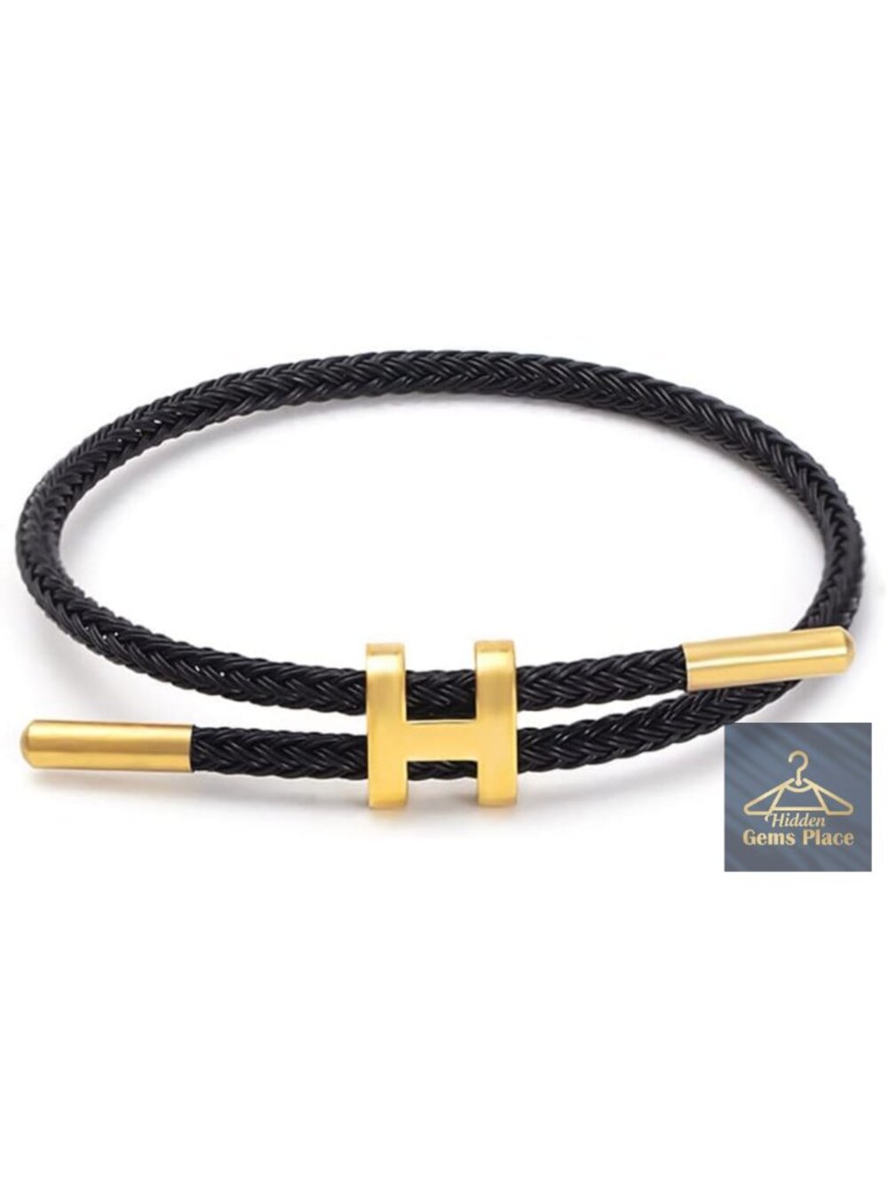 18k Gold-Plated Titanium Steel Wire Rope Adjustable H Shape Buckle Bracelet